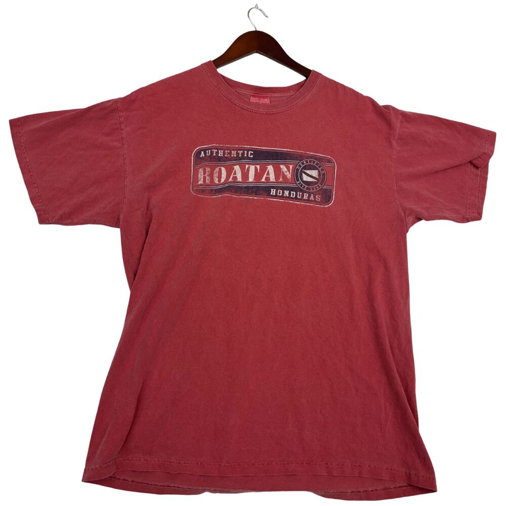 Comfort Colors Roatan Honduras T Shirt Mens XL Red Garment Dyed Travel Graphic